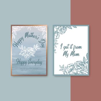 Mother's Day pastel card with classic sketch flowers, creative vector illustration template 