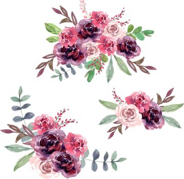 Bouquet card design for Special Occasion , creative watercolor vector illustration design template