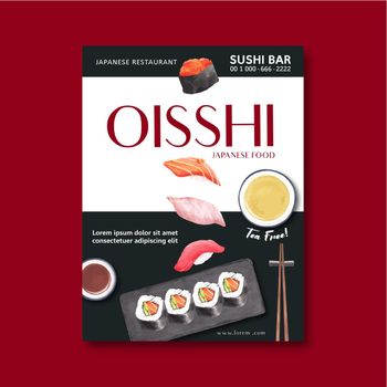 Promotion Poster for Sushi Restaurant Vector illustration. Simple Design for cafe and restaurant.
