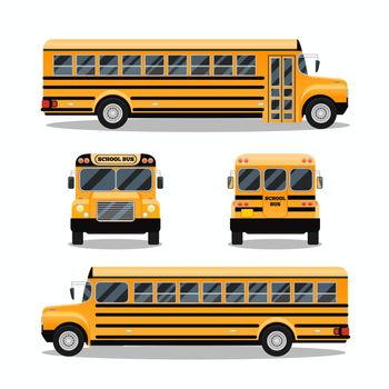 School bus. Transportation and vehicle transport, travel automobile, vector illustration