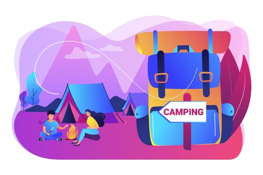 Summer camping concept vector illustration.