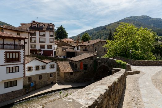 Potes river Quiviesa Deva a Cantabria village of Spain
