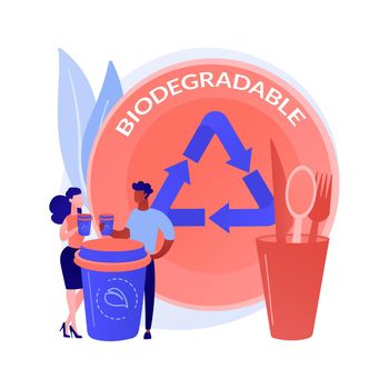 Biodegradable disposable tableware abstract concept vector illustration.