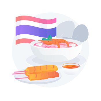 Thai cuisine abstract concept vector illustration.