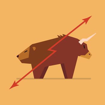 Bull and bear symbol of stock market
