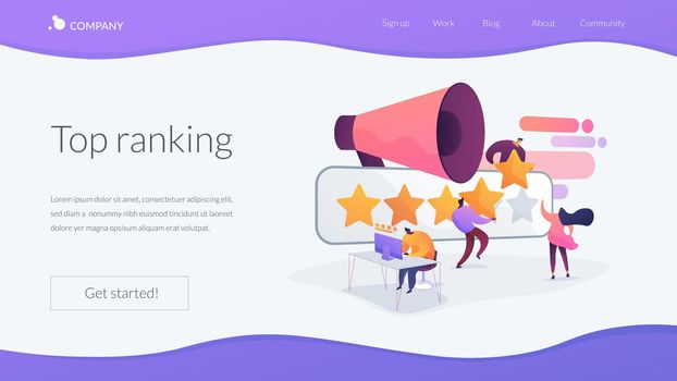 Rating landing page concept