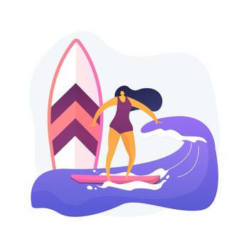 Surfing abstract concept vector illustration.