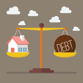 House and debt balance on the scale