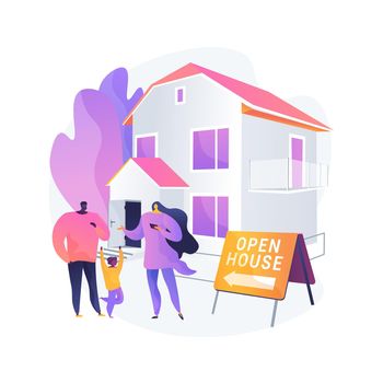 Open house abstract concept vector illustration.