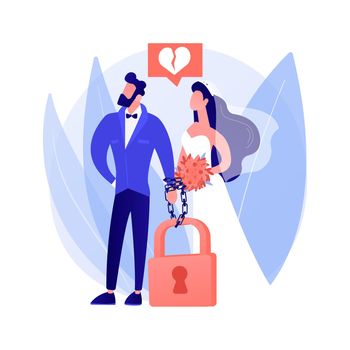 Forced marriage abstract concept vector illustration.