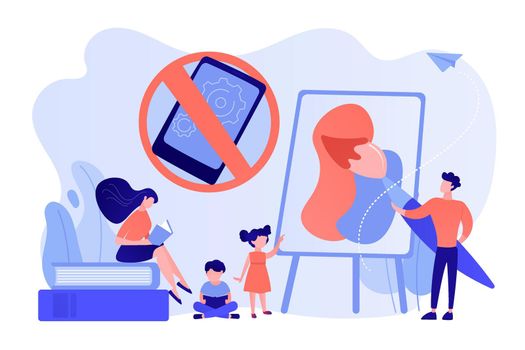 Low tech parenting concept vector illustration.