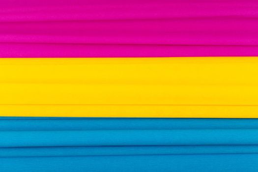 Pansexual pride flag made of colorful corrugated paper