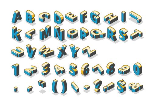 Isometric alphabet, numbers and punctuation marks