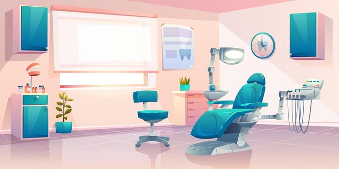 Modern dentist office cartoon vector interior
