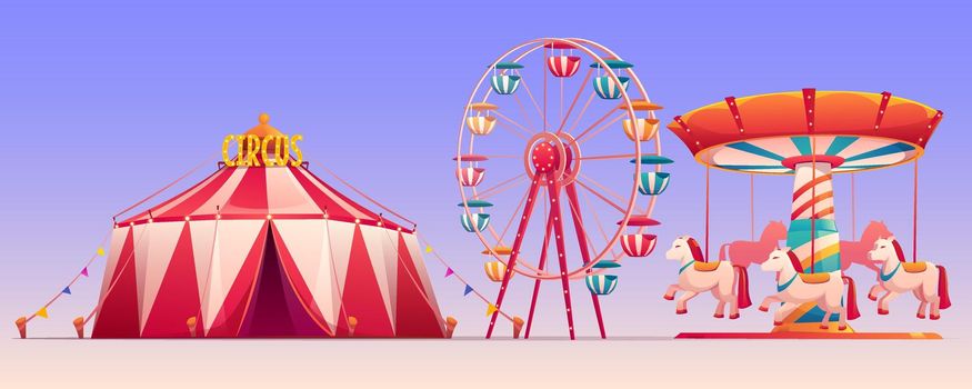 Amusement carnival park with circus tent clip art