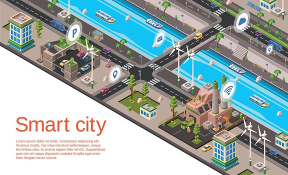 Vector isometric smart city concept