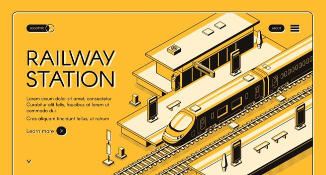Railway transport company vector website template
