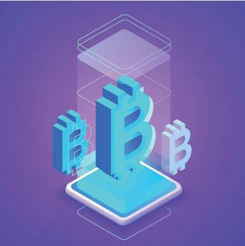 Bitcoin cryptocurrency blockchain vector illustration