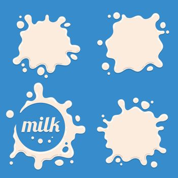 Milk, yogurt or cream splash blot vector set