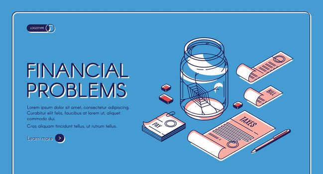 Financial problems, bankruptcy landing page banner