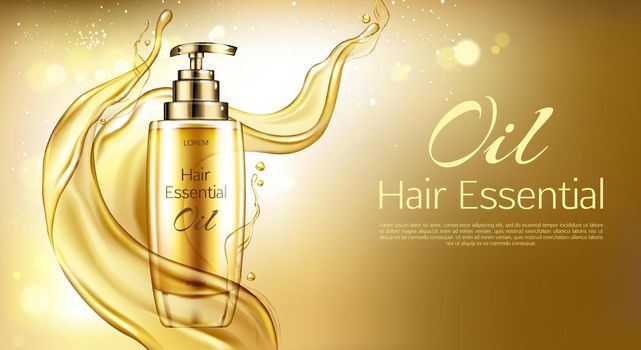 Vector 3d realistic oil essence ad poster