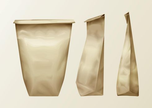 Vector wrinkled paper bag set