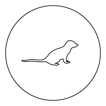 Meerkat in pose Suricata Suricatta silhouette in circle round black color vector illustration contour outline style image 