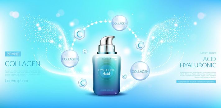 Hyaluronic acid collagen cosmetics bottle mock up.