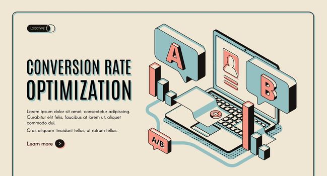 Conversion rate optimization isometric web banner.