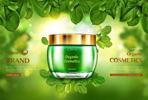 Organic cosmetic product jar mockup skincare cream