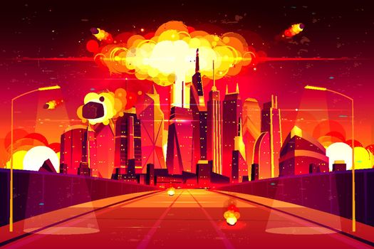 Nuclear explosion city metropolis mushroom cloud