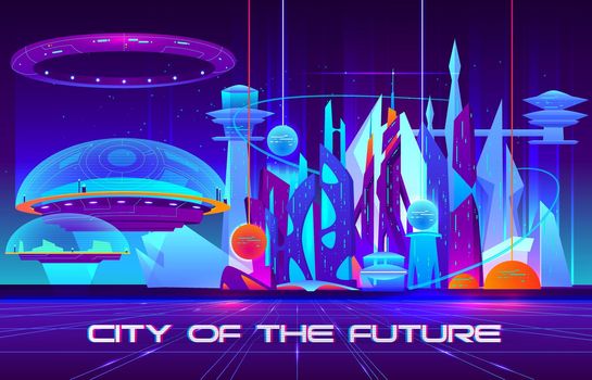 Future metropolis architecture vector banner