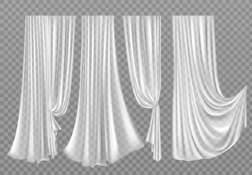 White curtains isolated on transparent background