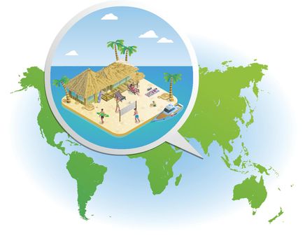 Isometric Summer Vacation Template