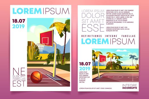 Basketball tournament on resort vector brochure