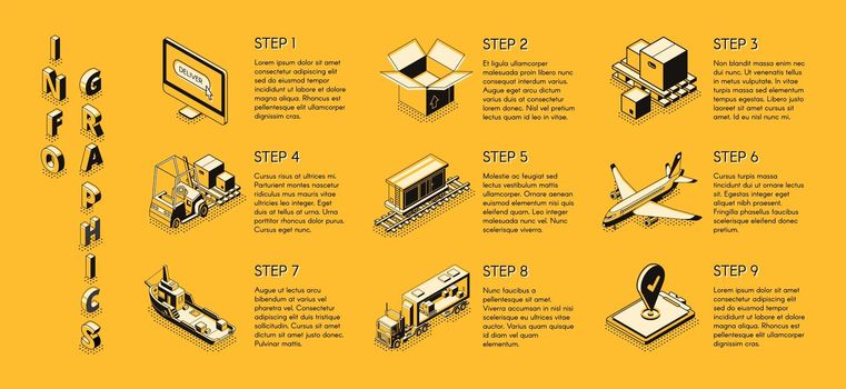 Delivery company isometric vector infographics