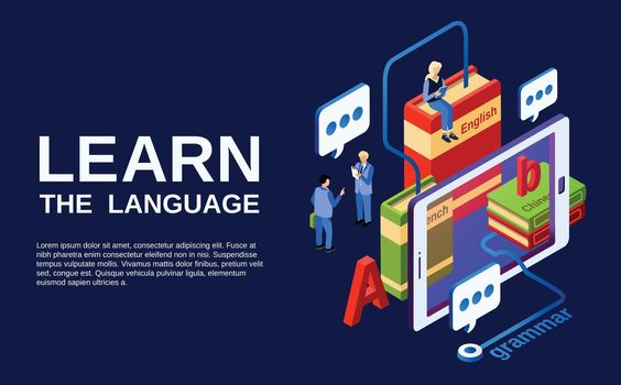Language learning poster vector illustration