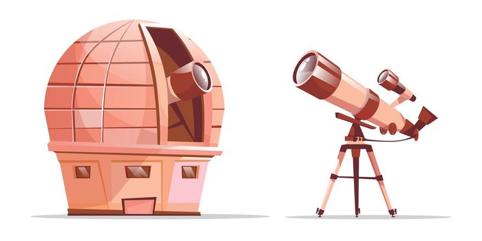 Vector telescope on tripod, astronomy observatory