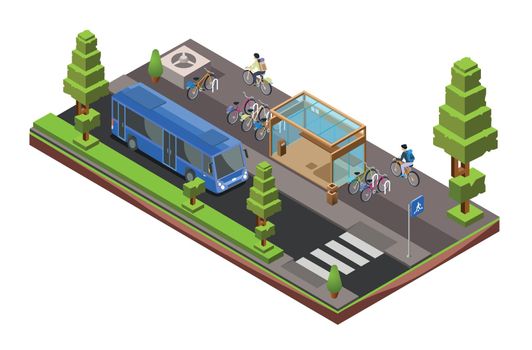 Vector isometric bus stop cross section