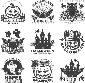 Halloween Black White Emblems