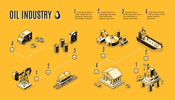 Oil industry production path isometric vector