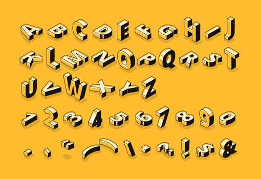 Isometric font letters halftone vector illustration