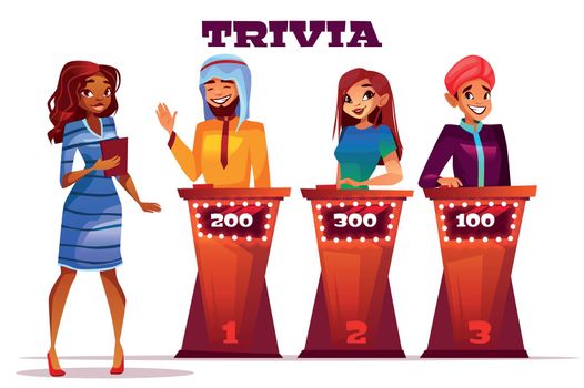 People on quiz game show vector illustration