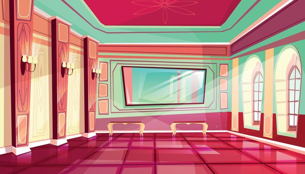 Ballroom of royal palace hall vector illustration