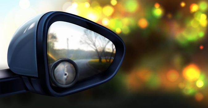 Vector rear view mirror with glass for blind spot