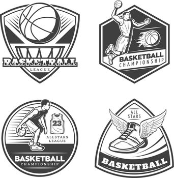 Vintage Basketball Emblems Set