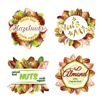 Premium Colorful Natural Nuts Labels Set