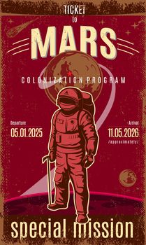 Vintage Colored Mars Discovery Poster