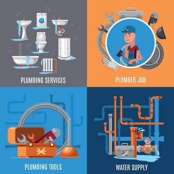 Sanitary fix and plumbing vector concept
