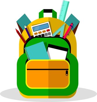 School backpack or kids schoolbag for education vector illustration